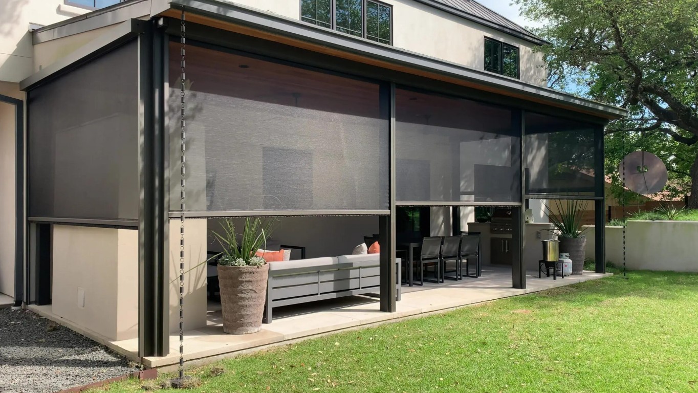Modern patio enclosure installation in McAllen, Texas